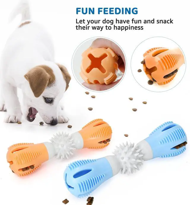 Alt view image 3 of 6 - Natural Rubber Treat Dispensing Puzzle Toy for Small & Medium Breeds, Durable Dog Chew Toy, Orange
