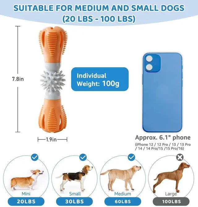 Alt view image 2 of 6 - Natural Rubber Treat Dispensing Puzzle Toy for Small & Medium Breeds, Durable Dog Chew Toy, Orange