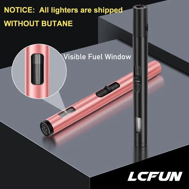 Alt view image 4 of 6 - LcFun 2 Pack Refillable Butane Torch Lighter with Visible Fuel Window, Windproof Adjustable Jet Flame for Candle, Grill, BBQ, Camping, Fireworks, Butane Not Included