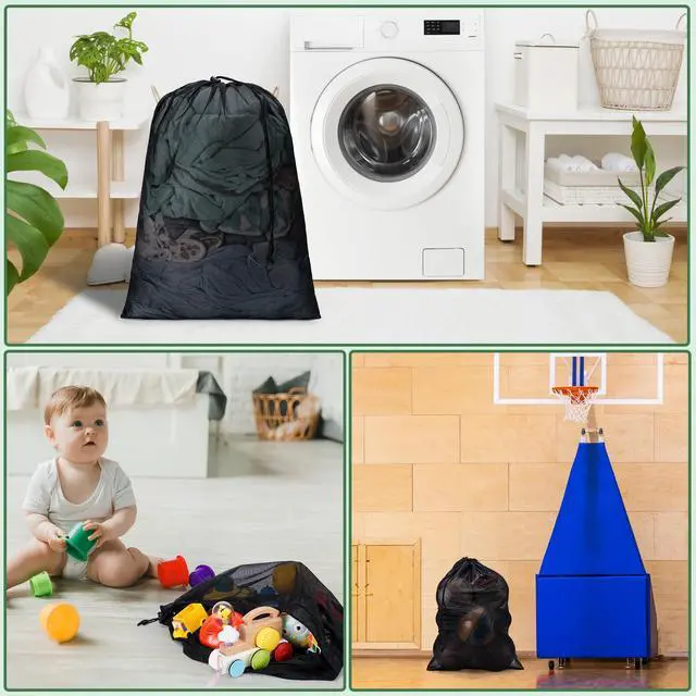 Alt view image 3 of 7 - 2 Pack Mesh Travel Laundry Bag 24" x 36" Extra Large Dirty Clothes Organizer