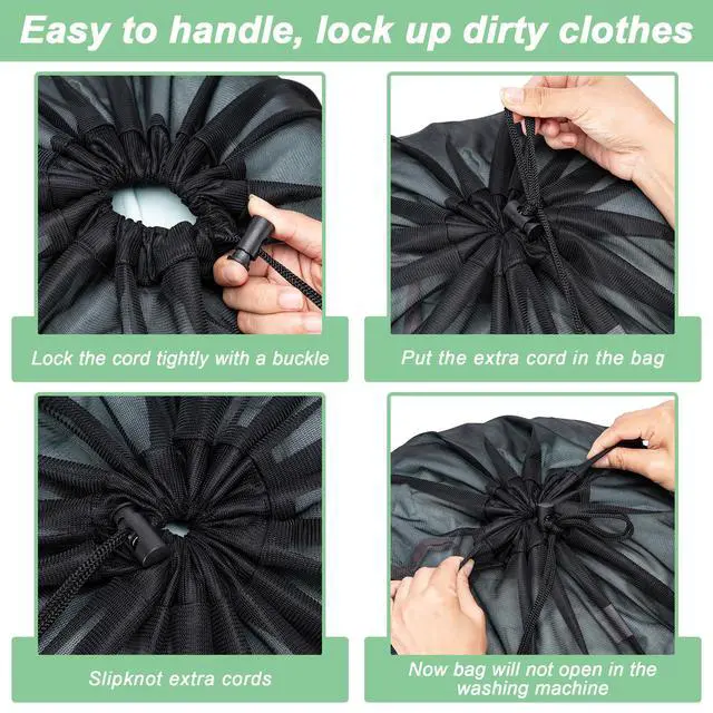 Alt view image 6 of 7 - 2 Pack Mesh Travel Laundry Bag 24" x 36" Extra Large Dirty Clothes Organizer
