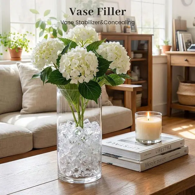 Alt view image 6 of 6 - DOMESTAR Clear Fake Ice Rocks 150PCS Acrylic Crystal for Vase Fillers