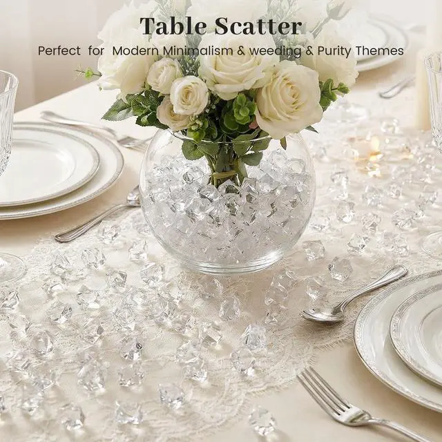 Alt view image 4 of 6 - DOMESTAR Clear Fake Ice Rocks 150PCS Acrylic Crystal for Vase Fillers