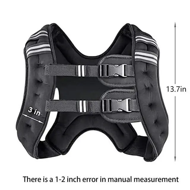 Alt view image 2 of 6 - Prodigen Weighted Vest 8 12 16 20 25 30 Lbs with Reflective Stripe and Double Adjustable Buckle Straps for Men and Women Strength Training Jogging Cardio Weight Loss