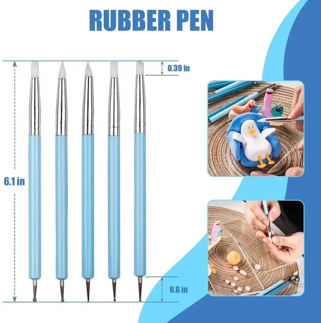 Alt view image 3 of 7 - Silicone Clay Sculpting Tool, Ceramic Clay Ball Stylus Dot Painting Tools, Pottery Embossing Tool for Rock, Nail, Blending, Drawing, Modeling