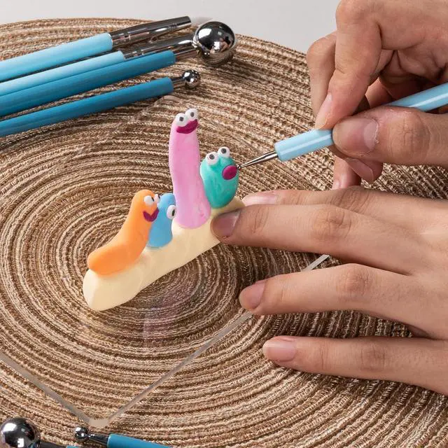 Alt view image 4 of 7 - Silicone Clay Sculpting Tool, Ceramic Clay Ball Stylus Dot Painting Tools, Pottery Embossing Tool for Rock, Nail, Blending, Drawing, Modeling