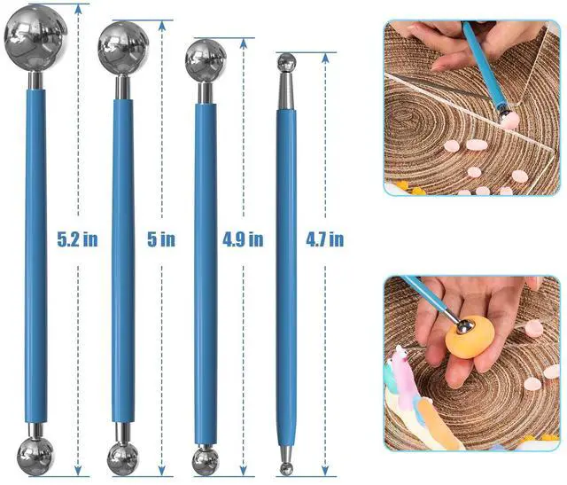 Alt view image 5 of 7 - Silicone Clay Sculpting Tool, Ceramic Clay Ball Stylus Dot Painting Tools, Pottery Embossing Tool for Rock, Nail, Blending, Drawing, Modeling