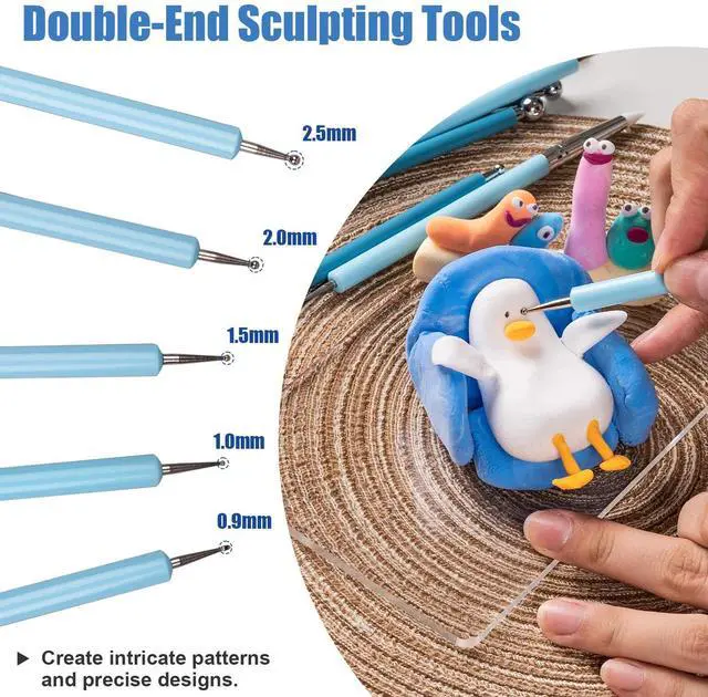 Alt view image 7 of 7 - Silicone Clay Sculpting Tool, Ceramic Clay Ball Stylus Dot Painting Tools, Pottery Embossing Tool for Rock, Nail, Blending, Drawing, Modeling