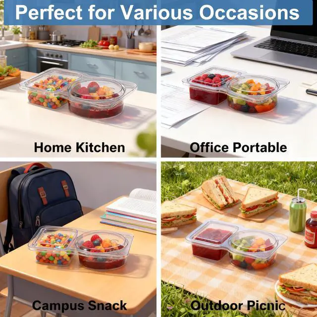 Alt view image 3 of 7 - 10-Pack 2-Compartment Meal Prep Containers with Lids