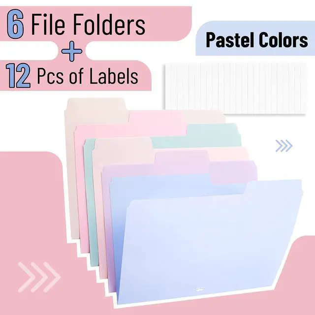 Alt view image 4 of 6 - Mr. Pen Pastel File Folders, 1/3 Cut Tab, 6-Pack, Letter Size