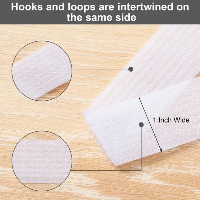 Alt view image 7 of 7 - 1" x 16ft Hook and Loop Straps with 25 Metal Buckles, White