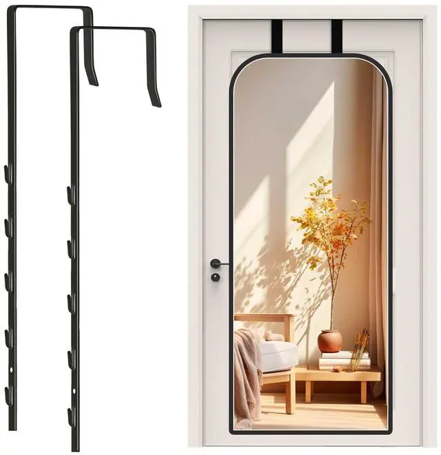 Main image of Over-the-Door Mirror Hanger, Adjustable, 2-Pack with Protective Lining, Black (Mirror Not Included)