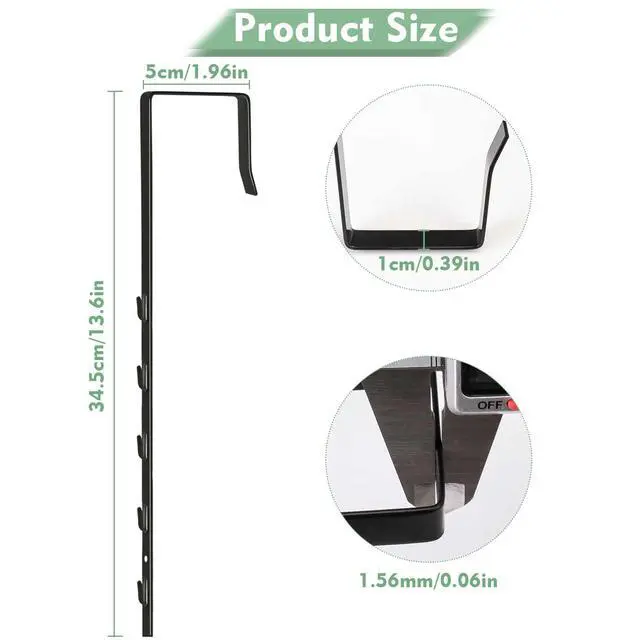 Alt view image 4 of 7 - Over-the-Door Mirror Hanger, Adjustable, 2-Pack with Protective Lining, Black (Mirror Not Included)