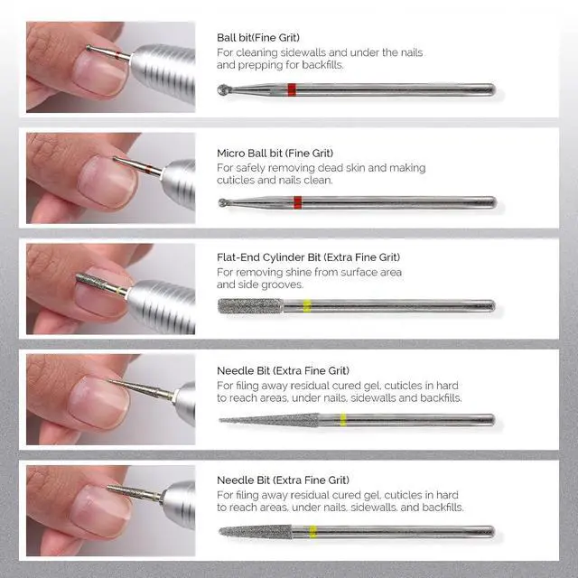 Alt view image 5 of 6 - MelodySusie 10pcs Nail Drill Bits Diamond Cuticle Set Silver