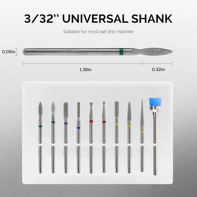 Alt view image 6 of 6 - MelodySusie 10pcs Nail Drill Bits Diamond Cuticle Set Silver