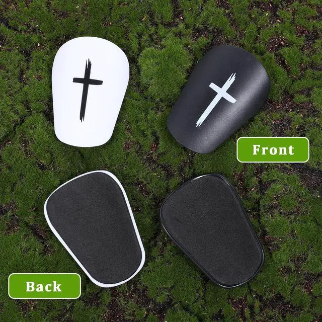 Alt view image 7 of 7 - 2 Pairs Black & White Cross Shin Guards for Soccer 3x2 Inch for Men Women