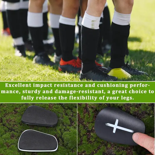 Alt view image 6 of 7 - 2 Pairs Black & White Cross Shin Guards for Soccer 3x2 Inch for Men Women