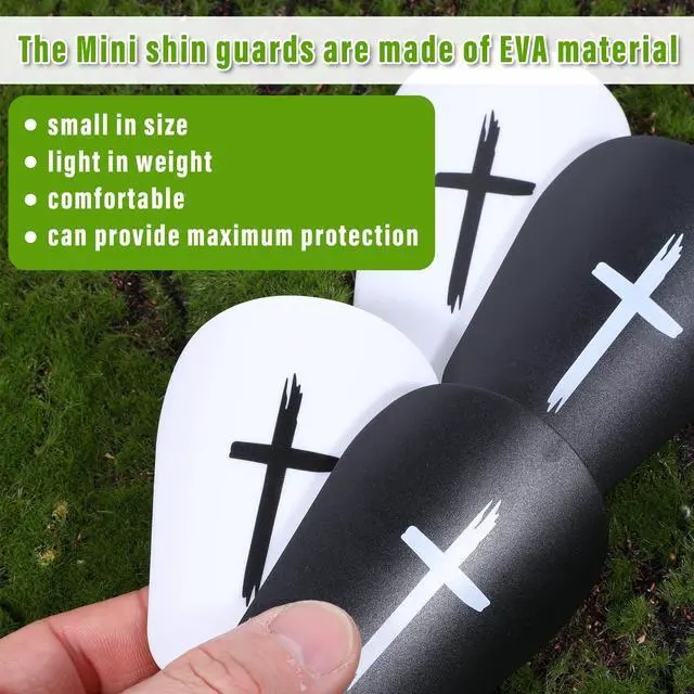 Alt view image 4 of 7 - 2 Pairs Black & White Cross Shin Guards for Soccer 3x2 Inch for Men Women