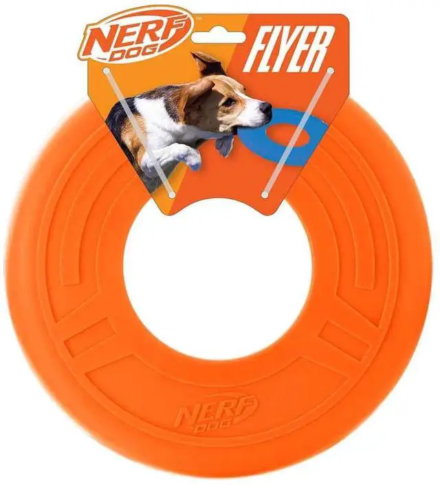 Main image of Nerf Dog Atomic Flyer 10-Inch Flying Disc Dog Fetch Toy, Rubber, for Medium & Large Dogs, Orange