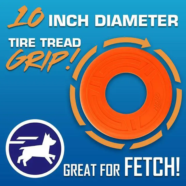 Alt view image 5 of 5 - Nerf Dog Atomic Flyer 10-Inch Flying Disc Dog Fetch Toy, Rubber, for Medium & Large Dogs, Orange