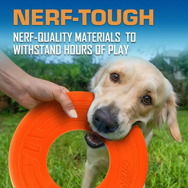 Alt view image 4 of 5 - Nerf Dog Atomic Flyer 10-Inch Flying Disc Dog Fetch Toy, Rubber, for Medium & Large Dogs, Orange