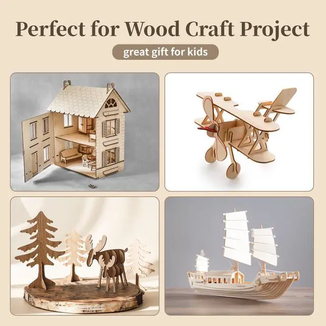 Alt view image 3 of 7 - Balsa Wood, Plywood Sheet, Unfinished Basswood Blanks, 5Pcs, 12x12x1/16in