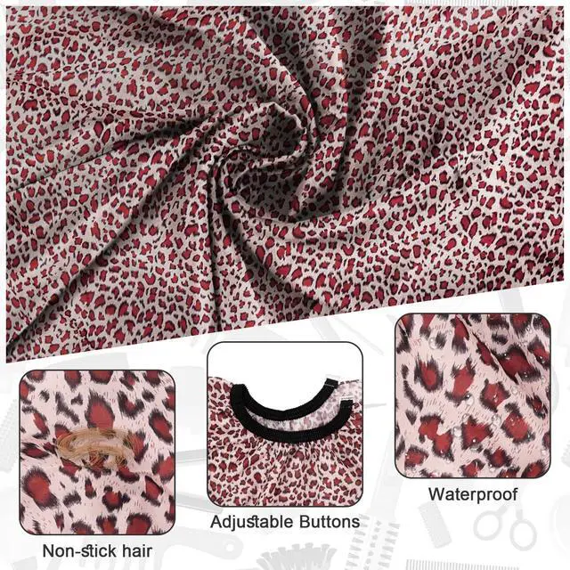 Alt view image 6 of 7 - NICEMOVIC Hair Cutting Barber Cape with Neck Duster Brush and Barber Brush - Leopard Print