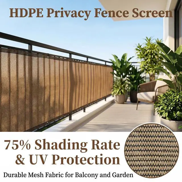 Alt view image 6 of 7 - RAINFLOW 3'x10' Brown Outdoor Balcony Privacy Screen