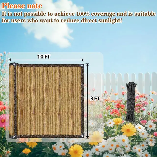 Alt view image 5 of 7 - RAINFLOW 3'x10' Brown Outdoor Balcony Privacy Screen