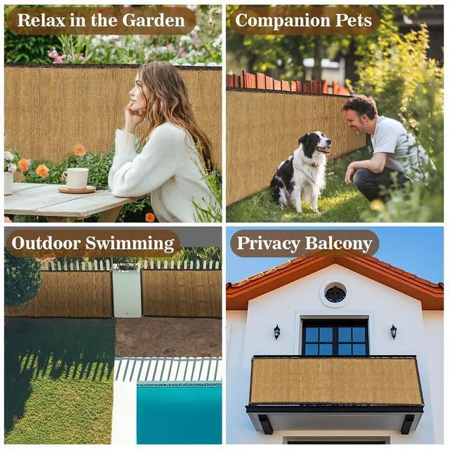 Alt view image 4 of 7 - RAINFLOW 3'x10' Brown Outdoor Balcony Privacy Screen