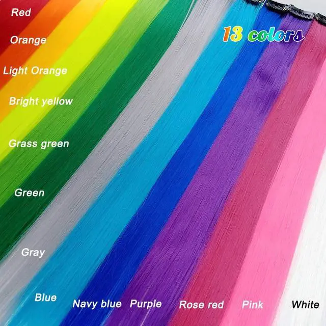 Alt view image 4 of 6 - 26 Pcs Clip in Rainbow Hair Extensions 20 Inch for Girls