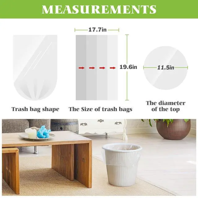 Alt view image 4 of 7 - Teivio 4 Gallon Small Clear Trash Bags, 120 Count, Bathroom Garbage Bags