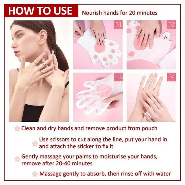 Alt view image 6 of 7 - Hand Masks Moisturizing Gloves, 6 Pairs Hydrating Hand Peel Masks Gift Set for Dry Cracked Hands, Long-lasting Non-greasy for Women