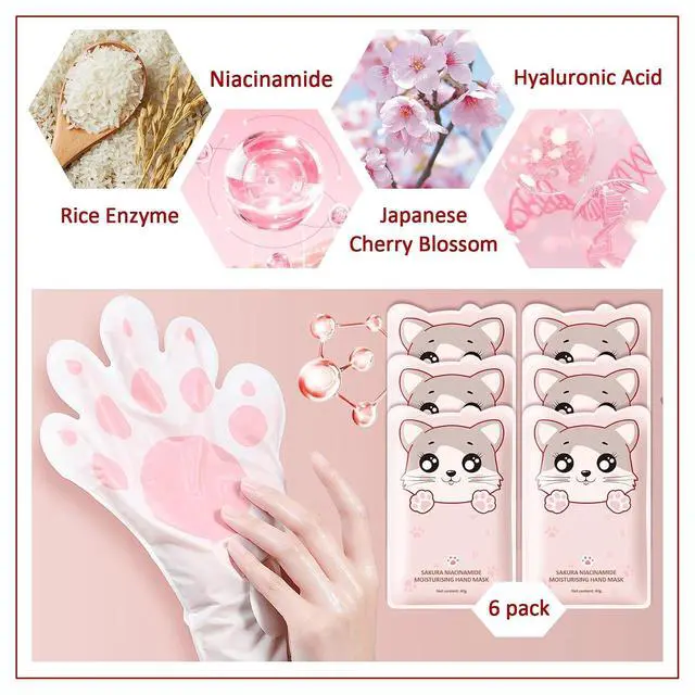 Alt view image 4 of 7 - Hand Masks Moisturizing Gloves, 6 Pairs Hydrating Hand Peel Masks Gift Set for Dry Cracked Hands, Long-lasting Non-greasy for Women