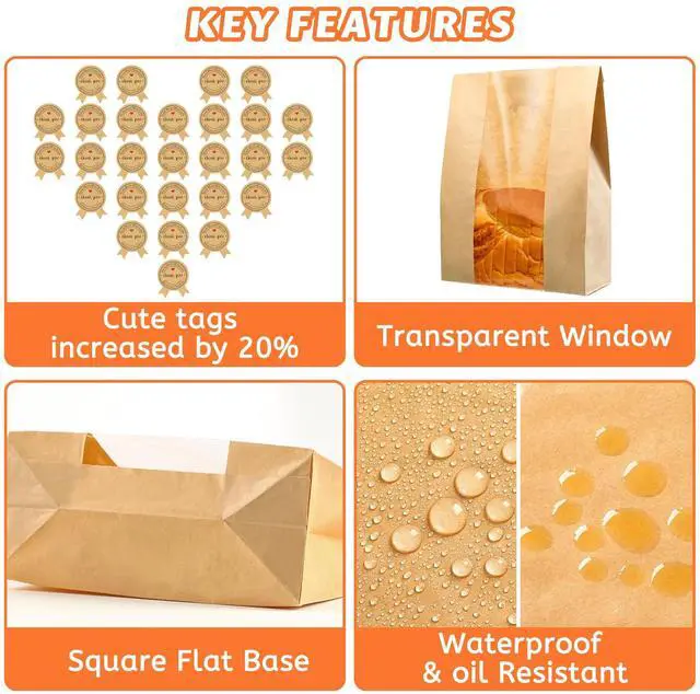 Alt view image 2 of 6 - 50 Pcs Bread Bags 50% Thicker with Window for Homemade Sourdough