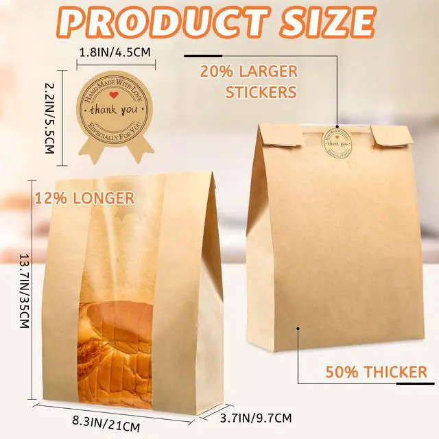 Alt view image 5 of 6 - 50 Pcs Bread Bags 50% Thicker with Window for Homemade Sourdough