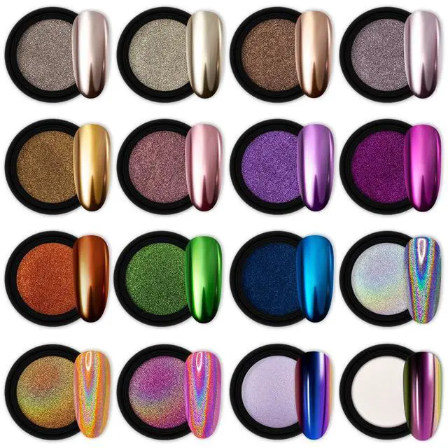 Main image of Artdone Chrome Nail Powder Fimo 16 Jars 1g Each Gold Mirror