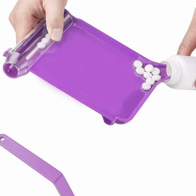 Alt view image 2 of 6 - Medarchitect Pill Counting Tray with Spatula, Right Hand, Purple