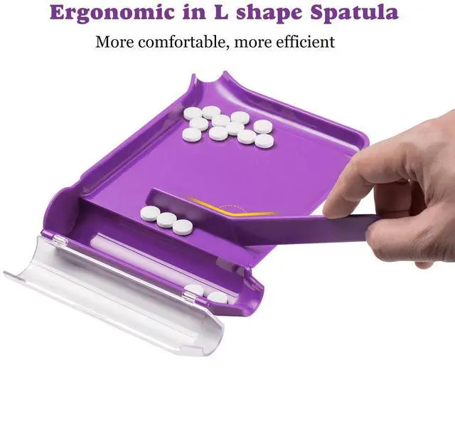 Alt view image 4 of 6 - Medarchitect Pill Counting Tray with Spatula, Right Hand, Purple