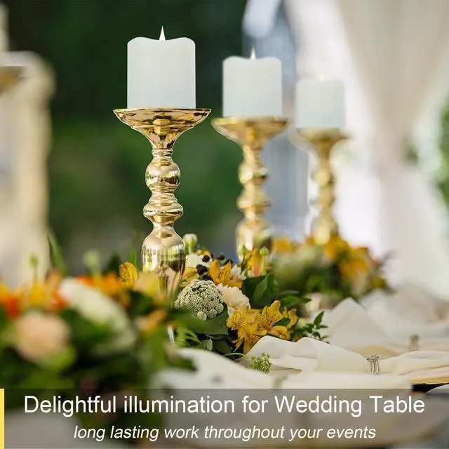 Alt view image 3 of 6 - TECHLONG Flameless Candles Battery Operated with Timer, 3D Moving Flame Flickering, 600+ Hours, 3" x 3" Ivory Real Wax Electric LED Candle for Wedding Party Decorations