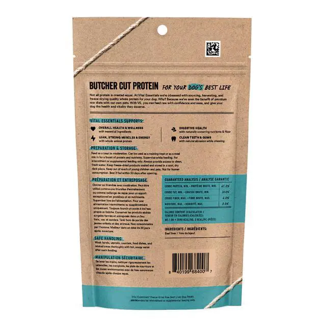 Alt view image 5 of 6 - Vital Essentials Freeze Dried Dog Treats Beef Liver 2.1oz Bag