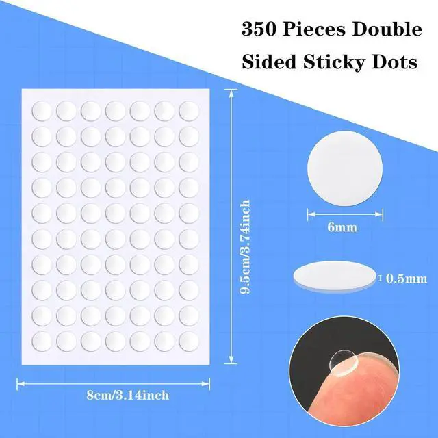 Alt view image 2 of 7 - JUNEBRUSHS 350 Pieces Double Sided Sticky Dots, 6 mm Clear Removable Sticky Tack for Wall Hanging Poster Putty, Balloon Craft DIY Art Office Supplies