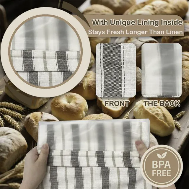 Alt view image 3 of 7 - XL Reusable Linen Bread Bag with Plastic Lining, BPA-Free, Drawstring, Ideal for Sourdough & Artisan Breads, 1 PCS