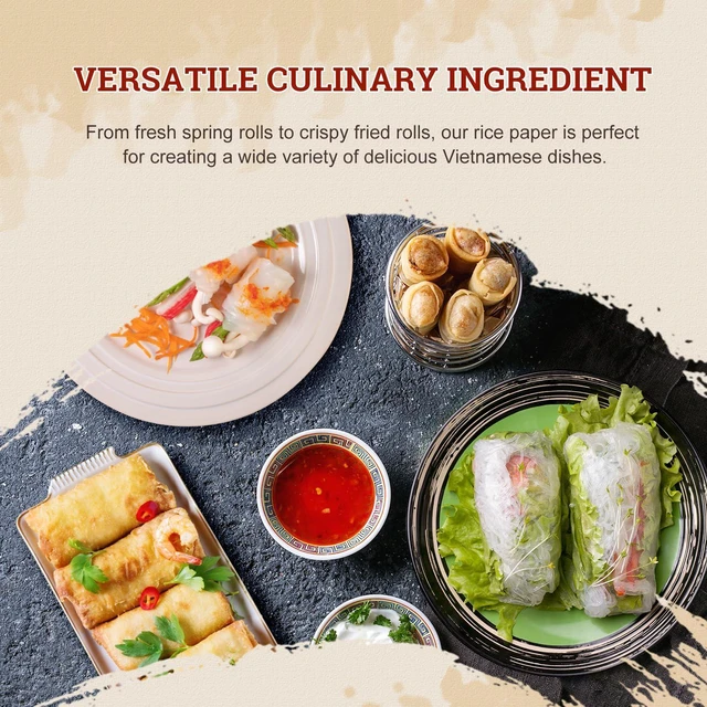 Alt view image 6 of 6 - 52USA Rice Paper Wrappers, 1 Pack, 34 Sheets, for Spring Roll & Dumplings