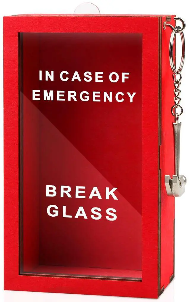 Main image of WenmthG Emergency Box, Self-Defined Idea Jar with Hammer, Break in Case of Emergency, Desk Decor, Personalized Gag Gift for Friends and Coworkers