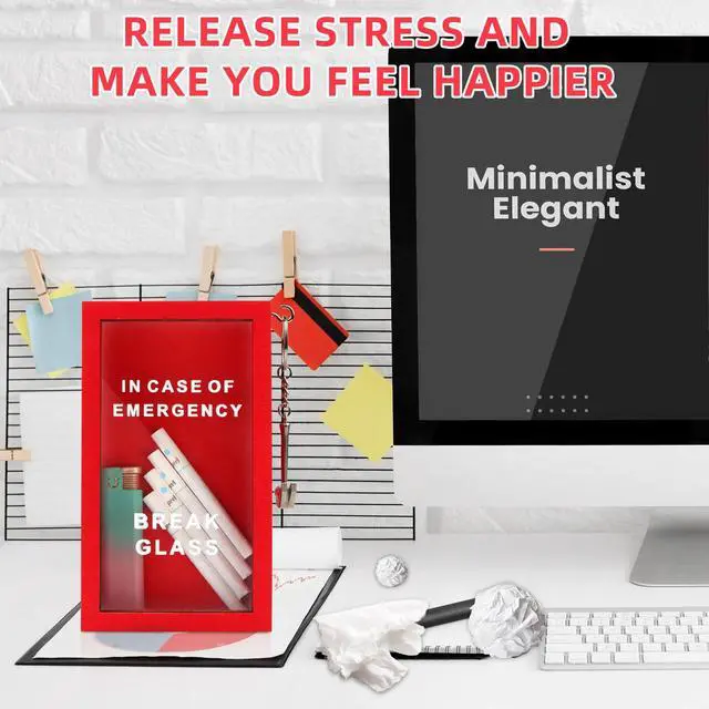 Alt view image 4 of 7 - WenmthG Emergency Box, Self-Defined Idea Jar with Hammer, Break in Case of Emergency, Desk Decor, Personalized Gag Gift for Friends and Coworkers