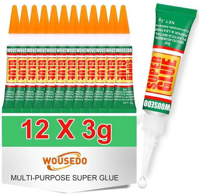Main image of WOUSEDO 12 x 3g Super Glue Clear, Fast Drying Cyanoacrylate (CA)