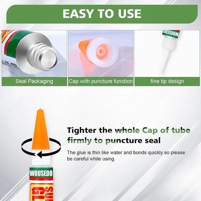 Alt view image 4 of 6 - WOUSEDO 12 x 3g Super Glue Clear, Fast Drying Cyanoacrylate (CA)