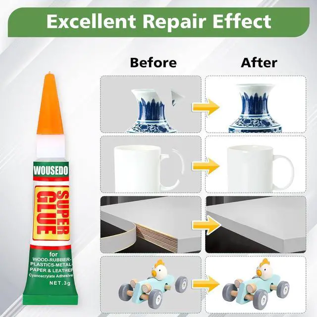 Alt view image 6 of 6 - WOUSEDO 12 x 3g Super Glue Clear, Fast Drying Cyanoacrylate (CA)