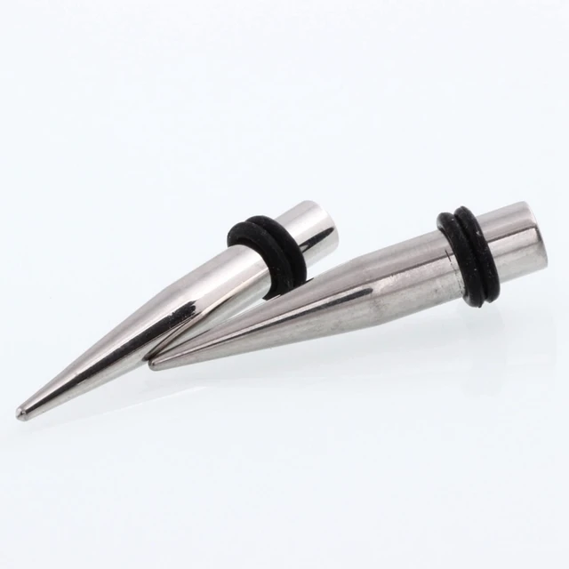 Alt view image 2 of 7 - Stainless Steel Ear Stretching Kit 1G-7mm, 2 Steel Tapers & 2 Steel Tunnels, Single Flare Plugs & Flesh Tunnel, 4 Pieces